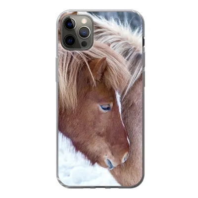 Produktbild von MuchoWow® Handyhülle Schutzhülle Hülle für iPhone 13 Pro Max Pferde - Fohlen - Schnee Silikon Softcase Handy Hülle - Mobiltelefon