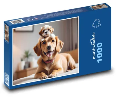 Zdjęcie produktu dla Puzzle 1000 Urocze szczenię z mamą - martinpuzzle