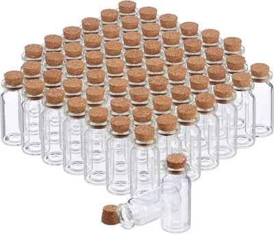 Produktbild von Glasflaschen mit Korken, 120er-Packung, Mini-Fläschchen für Öl, Gewürze, Kräuter, Sand, 10 ml