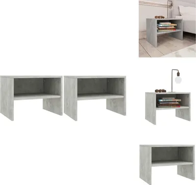 Produktbild von vidaXL Nachttische 2 Stk. Betongrau 40x30x30 cm Holzwerkstoff -  Nachttische
