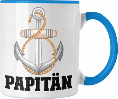 Produktbild von Trendation - Papitän Tasse Geschenk Vater Kapitän Geschenkidee zum Vatertag Papa Boot (Blau)