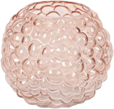 Zdjęcie produktu dla Szklana waza kulista, różowa, średnica 20 cm, wysokość 17 cm, do kwiatów