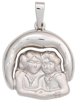 Produktbild von Sternzeichen Anhänger Zwilling aus 925 Silber teilmatt Halsschmuck Damen