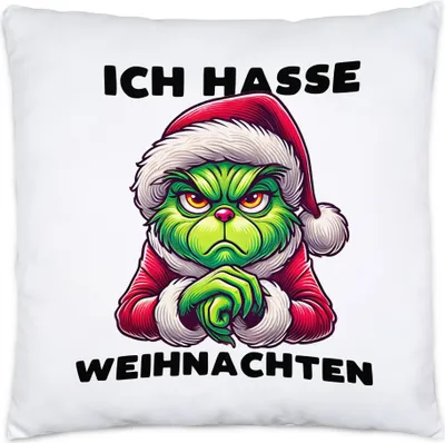 Produktbild von Ich Hasse Weihnachten Kissen Weihnachtsmuffel Sarkasmus Anti-Weihnachten Geschenkidee