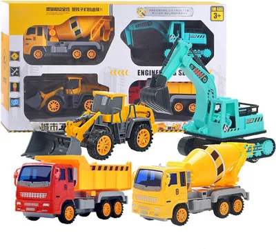 Obrázok produktu pre Plastová hračka nákladné auto, realistický bager, stavebné vozidlo, hračka pre chlapcov, 4 kusy