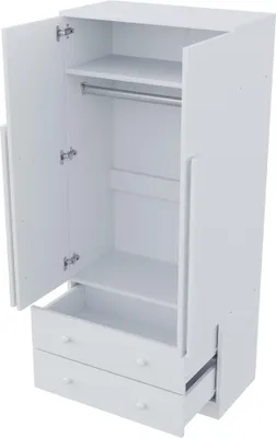 Produktbild von AIORBER Kleiderschrank 70x40x170cm mit Doppeltüren, Schubladen und Ablagefächern, Holz, modern, weiß