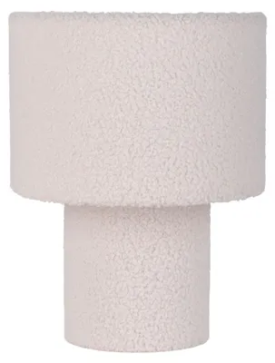 Image de Lampes de table - Lampe de table "FLUFFY", hauteur : 31 cm, blanche. Lampe de table de style rétro, en métal et en tissu blanc, hauteur : 31 cm, diamètre : 23 cm, culot E27, interrupteur à câble