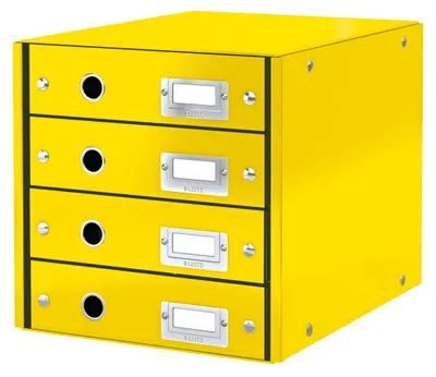 Imagen del producto de LEITZ 6049-00-16, sistema de almacenamiento modular Click & Store, cajonera de 4 cajones, color amarillo
