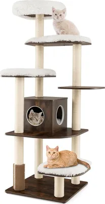 Produktbild von GOPLUS Katzenbaum 175cm hoch, Kletterbaum mit 6 Plattform, Katzenkratzbaum mit großen Höhle aus Holz, Spielbaum für Katzen, Katzenmöbel, Katzenstämme