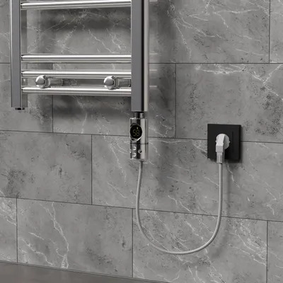 Immagine prodotto di Elemento riscaldante LuxeBath 600W cromato con termostato e schermo LCD, regolatore elettronico della temperatura e funzione di temporizzazione, elementi riscaldanti per radiatori da bagno
