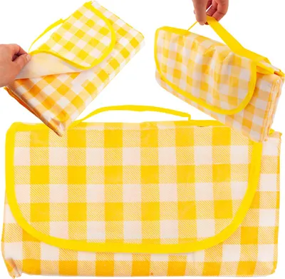 Produktbild von Grosse Picknickdecke Tourist Strand Wasserdichte Matte Picknick Gelbes Karo