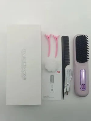 Produktbild von Tragbare Haarglätterbürste mit USB-Aufladung, kabelloser Glättkamm, LED-Anzeige und Keramikbeschichtung, Ionische Technologie.Farbe:Lila