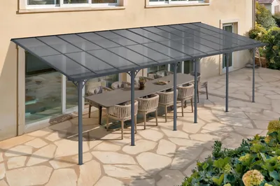 Produktbild von Angebaute Pergola/Carport 24m² KLEO 800L300 Aluminium Grau