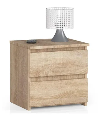 Produktbild von Nachttisch Kommode Wohnzimmer Schlafzimmer mit 2 Schubladen B40 x H40 x T35 cm Eiche-Sonoma