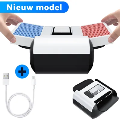 Productafbeelding van ShopWise Premium Automatische Kaartschudmachine - Oplaadbaar & Fluisterstil - Schudmachine met 2 Schudstanden - Kaartenschudder - Kaarten Schudder - Speelkaarten Schudder - Geschikt Voor Veel Speelkaarten