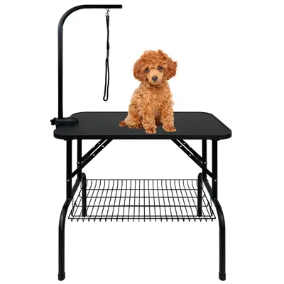 Obrázok produktu pre LZQ Prenosný stôl na starostlivosť o psov Pet Grooming Table Skladací stôl na kúpanie v domácnosti, so sieťovým košom Výškovo nastaviteľný stôl na sušenie a strihanie vlasov 80,5 x 46 x 76 cm