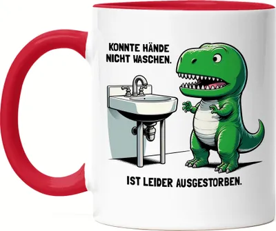Produktbild von Konnte Hände nicht waschen T-Rex Tasse Rot Tyrannosaurus Rex Lustig Dinosaurier