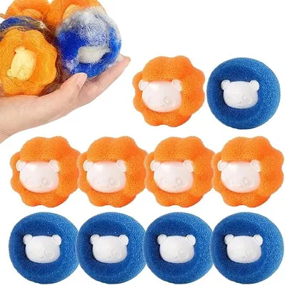 Produktbild von PolkaHome® 10er Set Waschkugeln Tierhaar Entferner – Flusenball für Waschmaschine & Trockner, Wäschebälle gegen Tierhaare,
