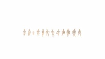 Produktbild von NOCH sitzende weiße Architecture Line 1:100 Miniaturfiguren Menschen aus Kunststoff für Architektur-Modellbau und Schaummodelle.