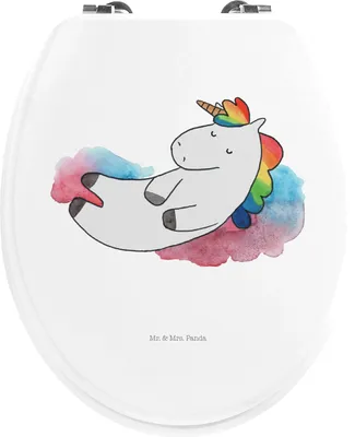 Produktbild von Mr. & Mrs. Panda Klodeckel Einhorn Wolke 7 - Weiß - Geschenk, Glaube, Unicorn, WC Sitz, Klobrille, Toilettendeckel, Einhörner, Menschen, Brille, Deckel