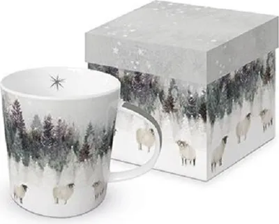 Produktbild von Kaffeebecher, Schafe mit Geschenkbox, Schaf Winter Henkelbecher Tasse
