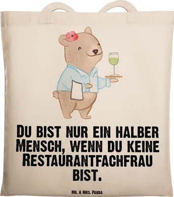 Produktbild von Mr. & Mrs. Panda Tote Bag Restaurantfachfrau Herz - Transparent - Geschenk, Beutel, Spruch, Shopping Tasche, Laptoptasche, Ausbildung, Witzig, Restaurant, Stoffbeutel