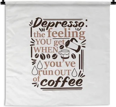 Produktbild von MuchoWow® Wandteppich Wandbehang Kaffee - Sprichwörter - Kaffeekanne 90x90 cm Tapisserie Dekoration Wandtuch - Wandaufhänger