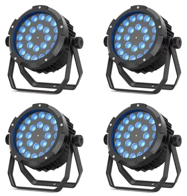 Immagine prodotto di Fari LED Par - ZQ01524 Set da 4 - 24×15 W RGBW+UV - Controllo DMX e audio - Impermeabili - 90–240 V - Spina UE