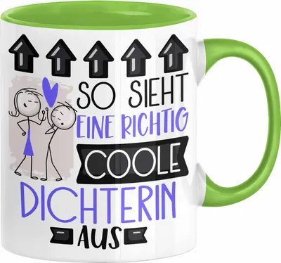 Produktbild von Dichterin Geschenk Tasse Geschenkidee für Dichterin Geburtstag Weihnachten Spruch So Sieht Eine Richtig Coole Dichterin Aus Kaffee-Becher  (Grün)