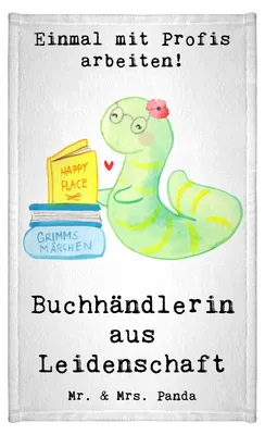 Produktbild von Mr. & Mrs. Panda Handtuch Buchhändlerin Leidenschaft - Weiß - Geschenk, Gästehandtuch 30x50, Buchhandlung, Beruf, Bücherwurm, Spruch, klein, Frotteetuch, Kleines