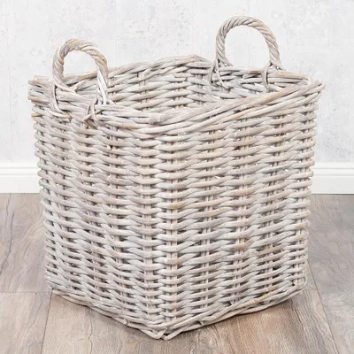 Produktbild von Rattankorb BAKUL eckig White 40x40cm mit Griffen