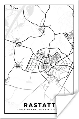 Produktbild von MuchoWow® Poster Stadtplan - Rastatt - Karte 40x60 cm - Plakate für die Wand - Poster Babyzimmer