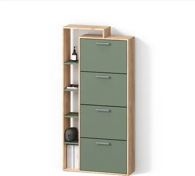 Produktbild von Schuhkipper Livinity Ortello Goldkraft Eiche/Grün 80 x 166.1 cm mit 4 Fächern, Model 55886
