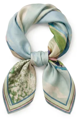Immagine prodotto di VIVISENCE: Sciarpa in seta per donna, realizzata in pura seta, con bordi rifiniti a mano. Versatile, colore verde, 90 cm