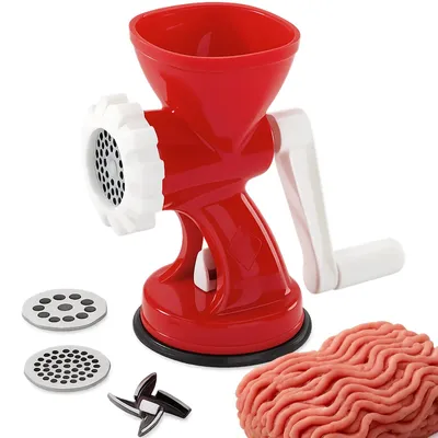 Produktbild von Fleischwolf manuell Hand Fleischwolf Küchenmaschine mit Saugnapf RIGAMONTI MINCY Rot Weiß