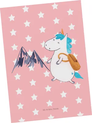 Produktbild von Mr. & Mrs. Panda Postkarte Einhorn Bergsteiger - Rot Pastell - Geschenk, Berge, Ansichtskarten, Postkarten, Reisen, Unicorn, Einhörner, Grußkarte, bildkarte, Urlaub