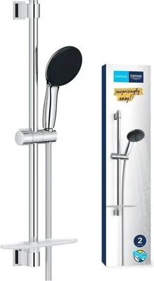 Obrázek produktu pro GROHE Vitalio Start 110 sprchový systém, 2 druhy proudu, 60cm tyč, 1,75m hadice, s odkládací plochou, chrom, úsporný