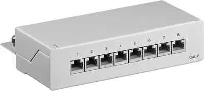 Produktbild von Goobay CAT 6 Mini/Desktop Patch Panel, 8 Port, STP geschirmt, Grau