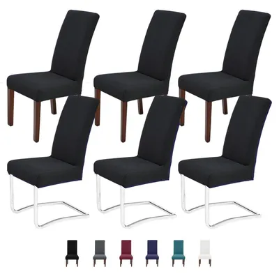 Produktbild von Stuhlhussen 6er Set Stretch Waschbar für Schwingstühle Schwarz