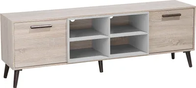 Zdjęcie produktu dla BELIANI Szafka RTV jasnobrązowy 180 cm 4 półki 2 szafki styl skandynawski