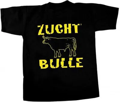 Produktbild von T-Shirt uni mit Print - Zuchtbulle - 09533 schwarz - Gr. S-XXL Größe - L