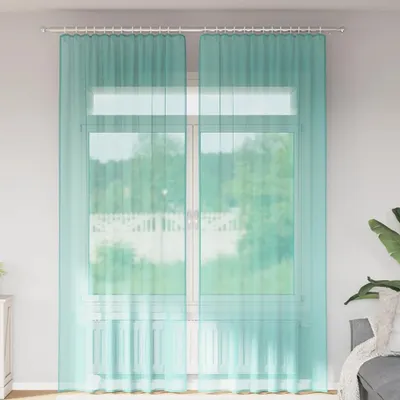 Image de Rideaux en voile avec passants 2 pcs. Turquoise 140x260 cm, Rideaux et voilages DesignMöbel