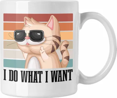 Produktbild von Trendation - Lustige Tasse Katze "Ich Mache Was Ich Will" Geschenkidee Katzen Freunde (Weiß)