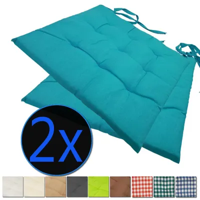 Produktbild von Stuhlkissen Nizza 38x38 cm 2er Pack Sitzkissen mit Steppung, Farbe:Aqua