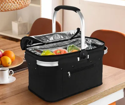 Produktbild von Alu Einkaufskorb Thermo Korb Klapp Kühltasche faltbar Picknick Camping Grau Blau Schwarz