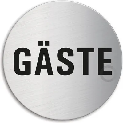 Produktbild von Schild Türschild Gäste | Edelstahl selbstklebend Ø 60 mm