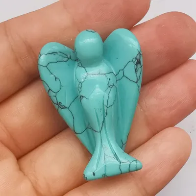 Schutzengel-Figur aus Howlith, 38 mm, Handflächenstein