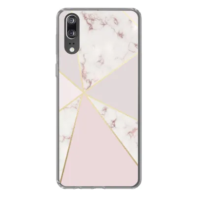 Produktbild von MuchoWow® Handyhülle Schutzhülle Hülle für Huawei P20 Marmor - Gold - Rosa Silikon Softcase Handy Hülle - Hardcover