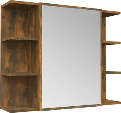 Produktbild von vidaXL Bad-Spiegelschrank Räuchereiche 80x20,5x64 cm Holzwerkstoff