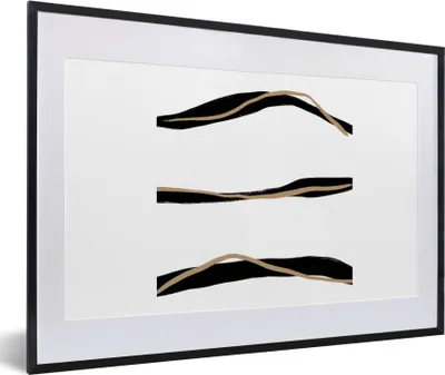 Produktbild von MuchoWow® Gerahmtes Poster Linie - Schwarz - Design 60x40 cm - Poster mit Schwarzem Bilderrahmen Wandposter Rahmen Foto Bilder - Schlafzimmer - Plakat in Rahmen - Drucken